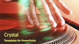  Presentation with spinning - Amazing presentation theme having working disc jockey at party backdrop and a tawny brown colored foreground