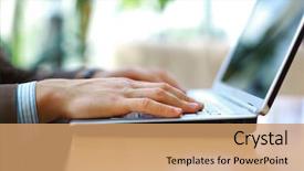  Presentation with email - PPT theme with working email - person typing on a modern background and a coral colored foreground