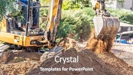  Presentation with construction digging - Slide set having working excavator tractor digging background and a violet colored foreground