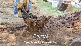  Presentation with construction digging - Cool new PPT layouts with working excavator tractor digging backdrop and a coral colored foreground