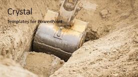  Presentation with tractor - Colorful PPT theme enhanced with working excavator tractor digging backdrop and a coral colored foreground