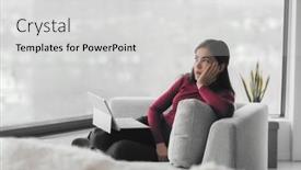  Presentation with remote working - Slide set with working-from-home-bored-alone background and a light gray colored foreground