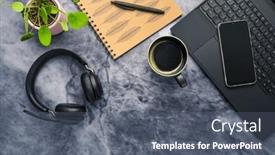  Presentation with home office - Presentation theme consisting of working-from-home-desk-office background and a  colored foreground