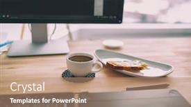  Presentation with remote working - Colorful PPT theme enhanced with working-from-home-office-remote backdrop and a coral colored foreground