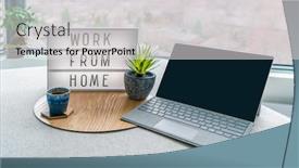  Presentation with remote working - Audience pleasing PPT theme consisting of working-from-home-remote-work backdrop and a light gray colored foreground