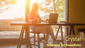  Presentation with free family - Presentation with working-from-home-woman-talking background and a tawny brown colored foreground