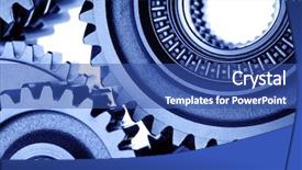  Presentation with working together - Amazing PPT theme having working gears - closeup of steel cogs together backdrop and a ocean colored foreground