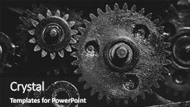  Presentation with old style - PPT theme consisting of working gears - old mechanism with pinions retro background and a dark gray colored foreground