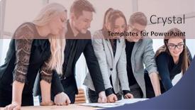  Presentation with financial - Slide set featuring working-group-discussing-the-new background and a coral colored foreground