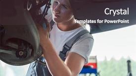  Presentation with mechanic shop - Amazing presentation design having working hard at the modification backdrop and a tawny brown colored foreground