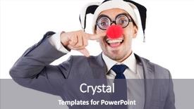  Presentation with clown - PPT layouts enhanced with working holiday - businessman clown isolated on white background and a gray colored foreground