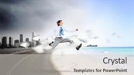  Presentation with holiday - Presentation theme consisting of working holiday - image of businessman running away background and a lemonade colored foreground