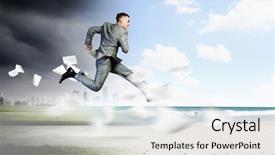  Presentation with running - Audience pleasing PPT layouts consisting of working holiday - image of businessman running away backdrop and a white colored foreground