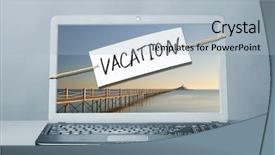  Presentation with note - Beautiful presentation theme featuring working holiday - laptop with note about vacation backdrop and a  colored foreground
