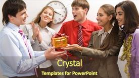  Presentation with happy birthday - PPT theme having working holiday - portrait of friendly colleagues giving background and a tawny brown colored foreground