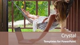  Presentation with young woman diagnosis of sti - PPT theme featuring working holiday - young woman lying background and a coral colored foreground