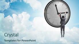  Presentation with human resource management resources concept - Presentation theme consisting of working hours - businessman in time management concept background and a sky blue colored foreground