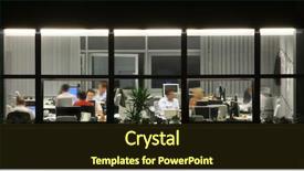  Presentation with late - Slide set having working hours - late office work during deadline background and a tawny brown colored foreground