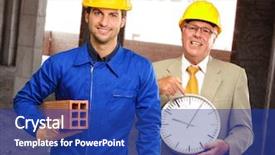  Presentation with architect - Colorful slides enhanced with working hours - portrait of two architect engineers backdrop and a  colored foreground