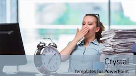 Presentation with work deadlines - PPT layouts enhanced with working hours - woman businesswoman failing to meet background and a light blue colored foreground