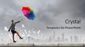  Presentation with roof - Theme enhanced with working hours - young businesswoman walking on roof background and a light gray colored foreground