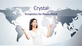  Presentation with call center - Presentation having working in a call center background and a  colored foreground