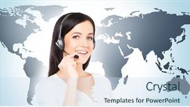  Presentation with networking world globalization global business - Presentation theme with working in a call center background and a  colored foreground