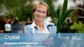  Presentation with garden - Slide set having working in a garden center background and a teal colored foreground