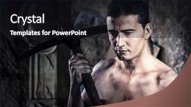  Presentation with gold - PPT theme enhanced with working in a gold mine background and a wine colored foreground