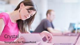  Presentation with law school - Presentation design enhanced with working in a high school background and a coral colored foreground