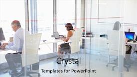  Presentation with busy - Presentation theme consisting of working in a modern office background and a light blue colored foreground