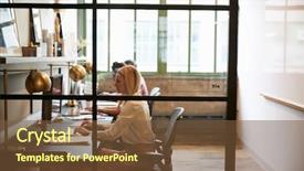  Presentation with business book tgemplate - Presentation design featuring working in an office booth background and a tawny brown colored foreground