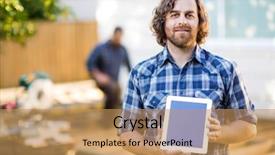  Presentation with construction site construction - Presentation theme with working in background at construction background and a  colored foreground