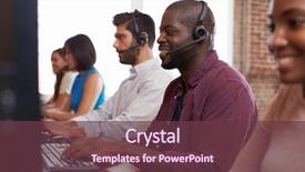  Presentation with customer service - PPT theme consisting of working in busy customer service background and a tawny brown colored foreground