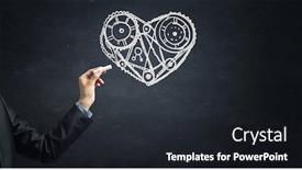  Presentation with collaboration - Beautiful presentation theme featuring mechanical seminar - working in collaboration as one backdrop and a dark gray colored foreground