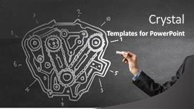  Presentation with collaboration - Beautiful presentation theme featuring mechanical seminar - working in collaboration as one backdrop and a dark gray colored foreground