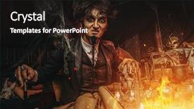  Presentation with medieval - Theme having working in his laboratory alchemist background and a wine colored foreground