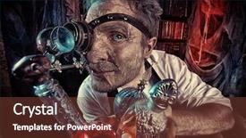  Presentation with crazy - Amazing PPT layouts having working in his laboratory alchemist backdrop and a tawny brown colored foreground