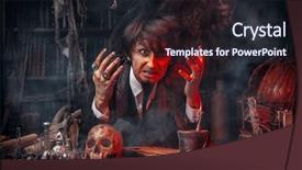  Presentation with medieval page - Slide deck featuring working in his laboratory alchemist background and a  colored foreground