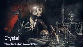  Presentation with medieval - Theme enhanced with working in his laboratory alchemist background and a wine colored foreground