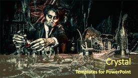  Presentation with medieval page - Colorful slide deck enhanced with working in his laboratory alchemist backdrop and a  colored foreground