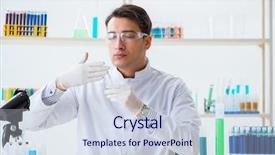  Presentation with chemist - Slide set having working in lab on chemical background and a lemonade colored foreground