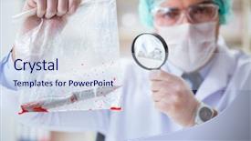  Presentation with forensics - Cool new PPT theme with working in lab on crime backdrop and a  colored foreground