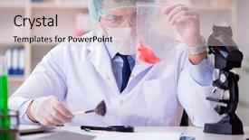  Presentation with forensics - Audience pleasing theme consisting of working in lab on crime backdrop and a  colored foreground