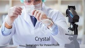  Presentation with forensics - Audience pleasing slides consisting of working in lab on crime backdrop and a light blue colored foreground