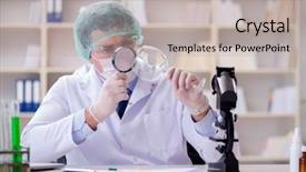  Presentation with forensics - Theme with working in lab on crime background and a mint green colored foreground