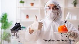  Presentation with gmo - PPT layouts enhanced with working in lab on gmo background and a mint green colored foreground