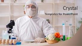  Presentation with gmo - Colorful slide set enhanced with working in lab on gmo backdrop and a light gray colored foreground