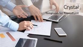  Presentation with consulting - Presentation enhanced with working in office consulting service background and a soft green colored foreground