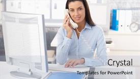  Presentation with fatherhood and working - Presentation enhanced with working in office using computer background and a light blue colored foreground